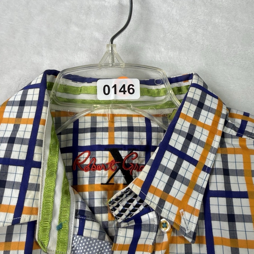 Robert Graham‎ Shirt Mens Medium Multi Colored Tailored Fit Checkered Flip Cuff - Picture 8 of 8